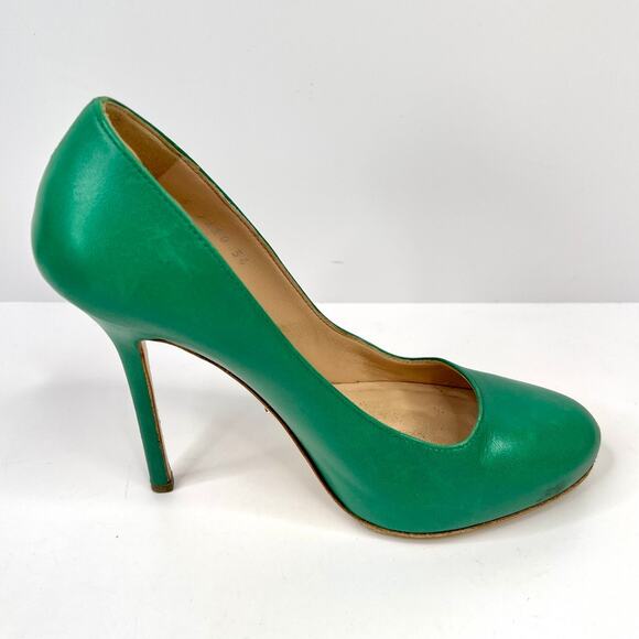 SERGIO ROSSI Green Leather 4 Inch Heel Shoes Size 5.5 (EU 36) - Picture 5 of 14